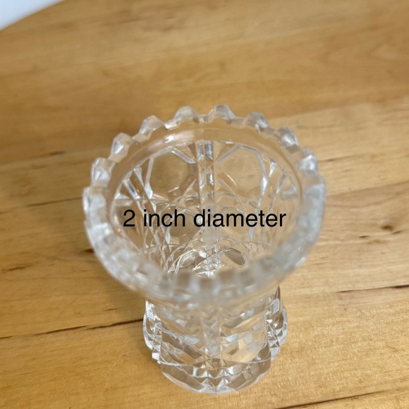 Vintage Cut Crystal Glass Hexagonal Sawtooth Toothpick/ Matchstick Holder Vase - Picture 6 of 7